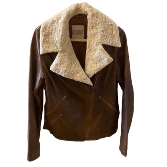 BB Dakota Leather Shearling Jacket with removable Shearling Collar. - Picture 4 of 16